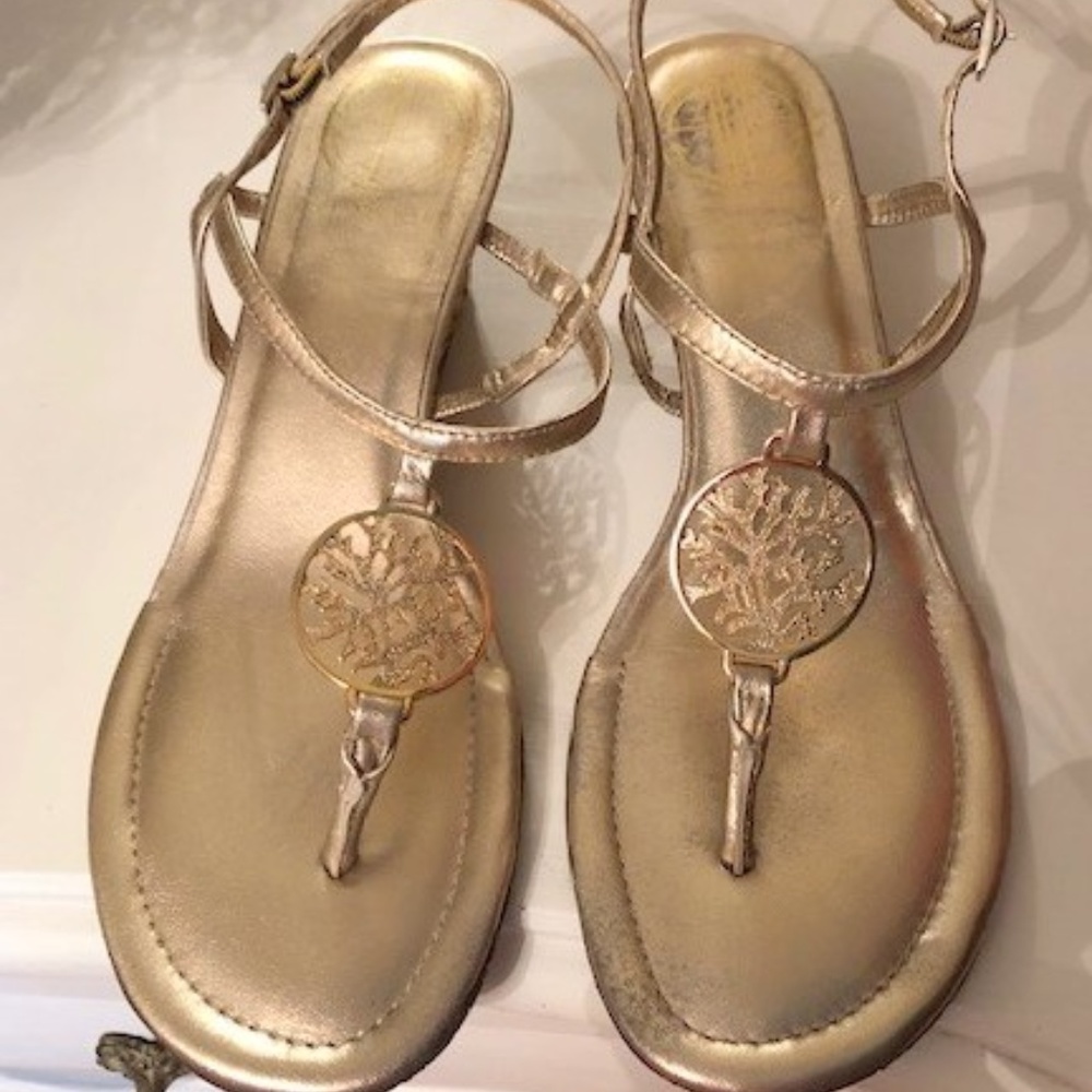 Lilly Pulitzer Gold Wedge Sandals